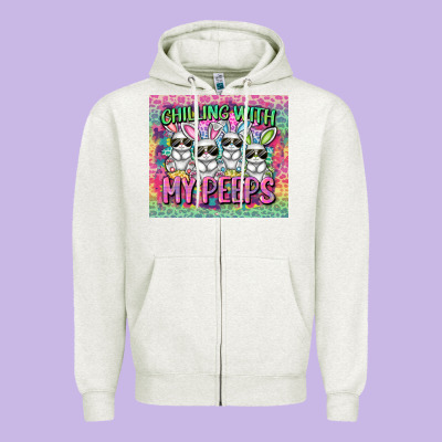 Chilling With My Peeps Zipper Hoodie Designed By Fadigitalartstudio