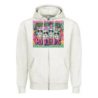 Oatmeal Heather chilling with my peeps Zipper Hoodie - FaDigitalArtStudio