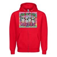 Red chilling with my peeps Zipper Hoodie - FaDigitalArtStudio