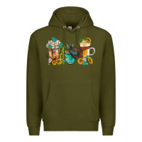Army Green western coffee cups with sunflower and gemstone bbs Premium Hoodie - BundleAndBundleShop