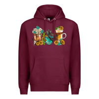 Burgundy western coffee cups with sunflower and gemstone bbs Premium Hoodie - BundleAndBundleShop