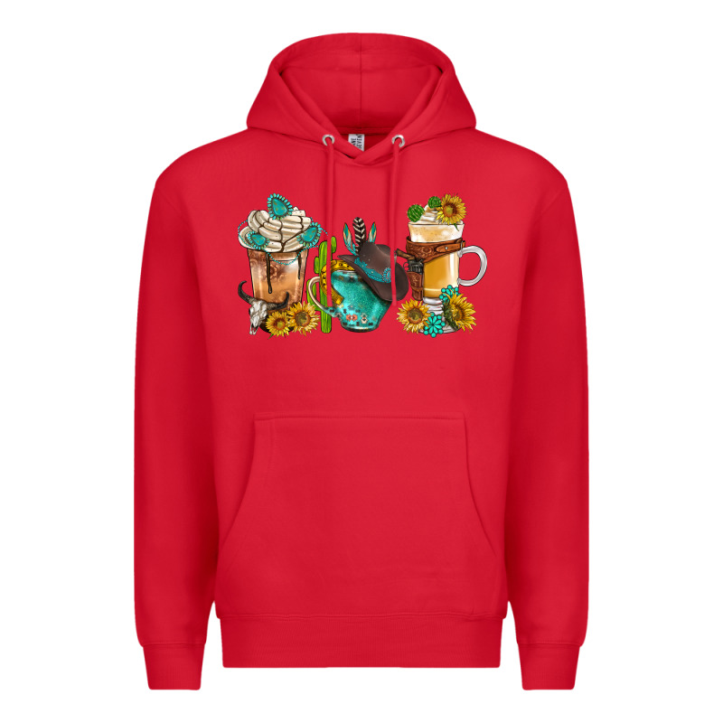 Western Coffee Cups With Sunflower And Gemstone Bbs Premium Hoodie by BundleAndBundleShop | Teevron
