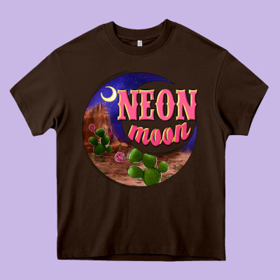 Neon Moon Heavy Core Tee Designed By Nancycooperartshop