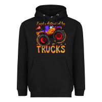 Black Easily Distracted By Trucks Heavyweight Hoodie - CowhideDigitalArt