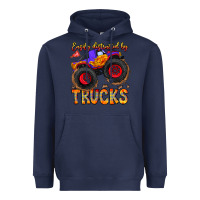 Navy Easily Distracted By Trucks Heavyweight Hoodie - CowhideDigitalArt