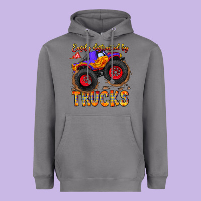 Easily Distracted By Trucks Heavyweight Hoodie Designed By Cowhidedigitalart