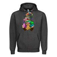 Charcoal Heather Easter Holding Eggs Gnome Zipper Hoodie - BundleAndBundleShop