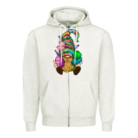 Oatmeal Heather Easter Holding Eggs Gnome Zipper Hoodie - BundleAndBundleShop