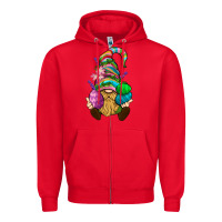 Red Easter Holding Eggs Gnome Zipper Hoodie - BundleAndBundleShop