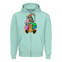 Seafoam Easter Holding Eggs Gnome Zipper Hoodie - BundleAndBundleShop