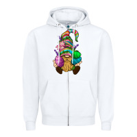 White Easter Holding Eggs Gnome Zipper Hoodie - BundleAndBundleShop
