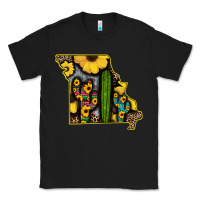 Black Western Missouri Map Sunflower And Cactus Pattern Classic Tee - Bettercallsaul