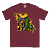 Burgundy Western Missouri Map Sunflower And Cactus Pattern Classic Tee - Bettercallsaul