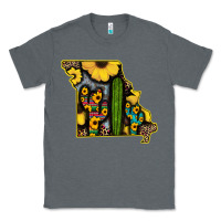 Charcoal Heather Western Missouri Map Sunflower And Cactus Pattern Classic Tee - Bettercallsaul
