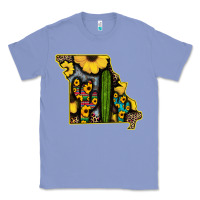Colony Blue Western Missouri Map Sunflower And Cactus Pattern Classic Tee - Bettercallsaul