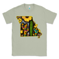 Matcha Western Missouri Map Sunflower And Cactus Pattern Classic Tee - Bettercallsaul