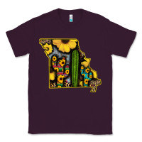 Plum Western Missouri Map Sunflower And Cactus Pattern Classic Tee - Bettercallsaul