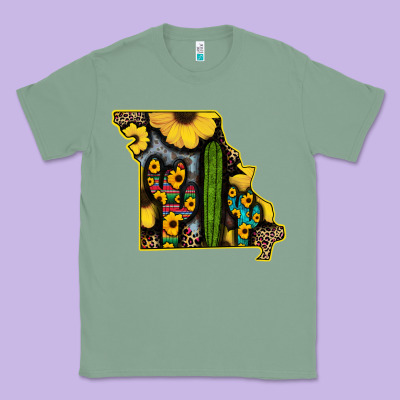 Western Missouri Map Sunflower And Cactus Pattern Classic Tee Designed By Bettercallsaul