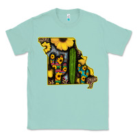 Seafoam Western Missouri Map Sunflower And Cactus Pattern Classic Tee - Bettercallsaul