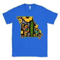 True Royal Western Missouri Map Sunflower And Cactus Pattern Classic Tee - Bettercallsaul