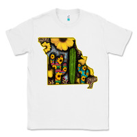 White Western Missouri Map Sunflower And Cactus Pattern Classic Tee - Bettercallsaul