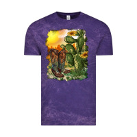 Cloud Purple western boots with cactus and desert Vintage Tee - RanaPortraitStore
