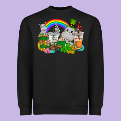 St. Patrick's Hippopotamus Coffee Cups Heavyweight Sweatshirt Designed By Cowgirlartshop