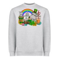 Heather Grey St. Patrick's Hippopotamus coffee cups Heavyweight Sweatshirt - CowGirlArtShop