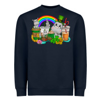 Navy St. Patrick's Hippopotamus coffee cups Heavyweight Sweatshirt - CowGirlArtShop
