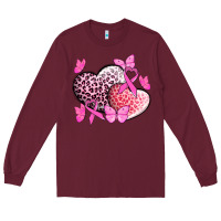 Burgundy Cancer hearts Cancer Awaneress Long Sleeve Tee - HowdyJamesFarm