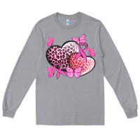 Heather Grey Cancer hearts Cancer Awaneress Long Sleeve Tee - HowdyJamesFarm