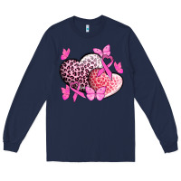 Navy Cancer hearts Cancer Awaneress Long Sleeve Tee - HowdyJamesFarm