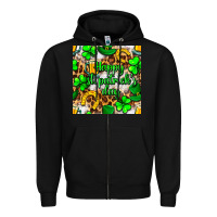 Black Happy St. Patrick's Day pattern digital paper Zipper Hoodie - BundleAndBundleShop