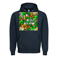 Navy Happy St. Patrick's Day pattern digital paper Zipper Hoodie - BundleAndBundleShop