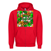 Red Happy St. Patrick's Day pattern digital paper Zipper Hoodie - BundleAndBundleShop