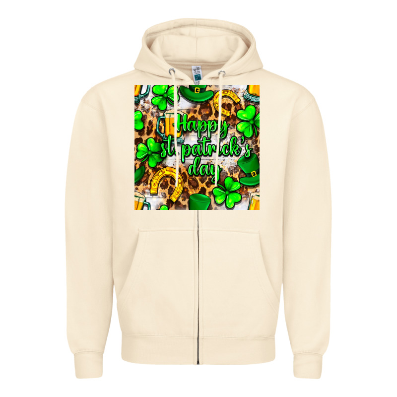 Happy St. Patrick's Day Pattern Digital Paper Zipper Hoodie by BundleAndBundleShop | Teevron