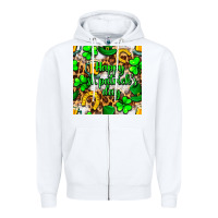 White Happy St. Patrick's Day pattern digital paper Zipper Hoodie - BundleAndBundleShop