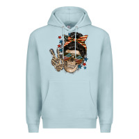 Blue Mist American Mother skull Mother's Day Premium Hoodie - FaDigitalArtStudio
