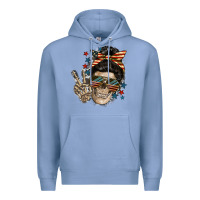 Colony Blue American Mother skull Mother's Day Premium Hoodie - FaDigitalArtStudio