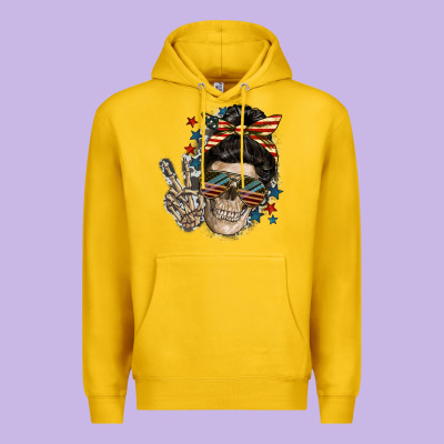 American Mother Skull Mother's Day Premium Hoodie Designed By Fadigitalartstudio