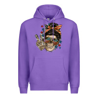 Purple American Mother skull Mother's Day Premium Hoodie - FaDigitalArtStudio