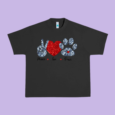 Peace Love Paws Urban Heavy Tee Designed By Bettercallsaul