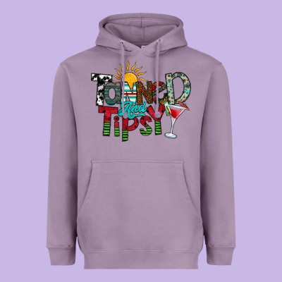 Tanned And Tipsy Heavyweight Hoodie Designed By Cowhidedigitalart