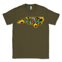 Army Green Western North Carolina Map Sunflower Classic Tee - Bettercallsaul