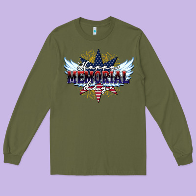 Happy Memorial Day Long Sleeve Tee Designed By Howdyjamesfarm