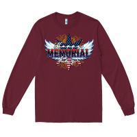Burgundy happy memorial day Long Sleeve Tee - HowdyJamesFarm