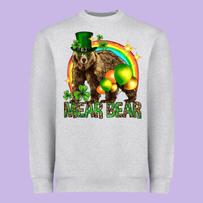 St. Patrick's Day Mear Bear Heavyweight Sweatshirt Designed By Howdyjamesfarm