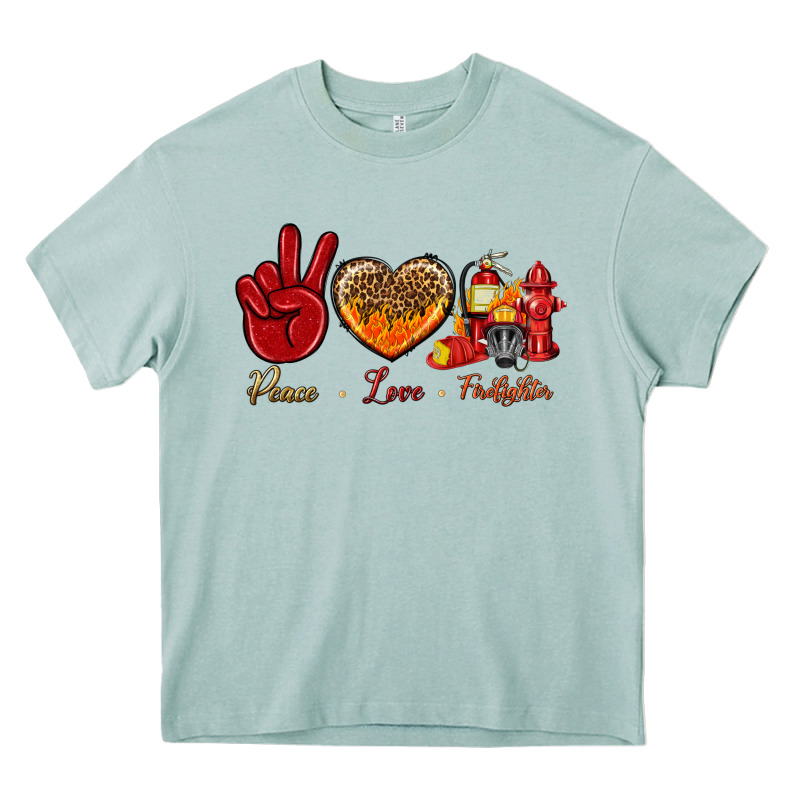 Peace Love Firefighter Heavy Core Tee by NancyCooperArtShop | Teevron