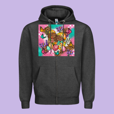 Easter Bunnies And Egg Tumbler Zipper Hoodie Designed By Bundleandbundleshop