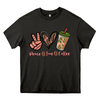 Asphalt peace love coffee Heavy Core Tee - NancyCooperArtShop